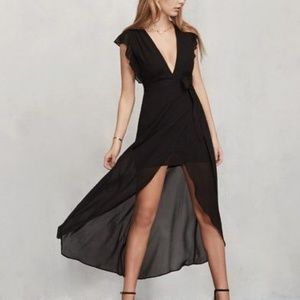 Reformation Charlene Wrap Dress in Black